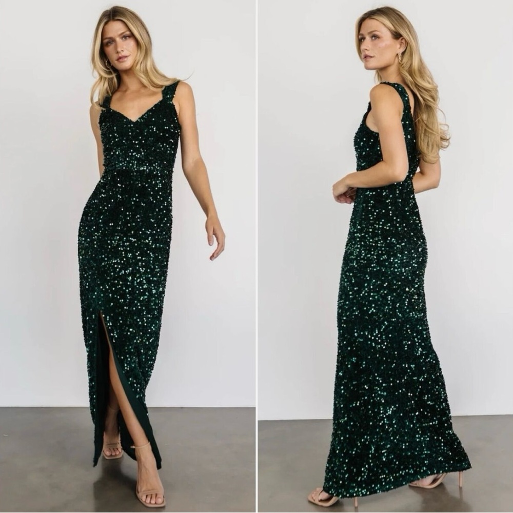 Baltic Born Marilyn Emerald Sequin Maxi Dress Size XS